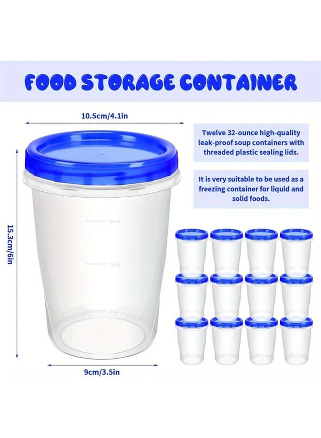 12Pcs 32Oz Freezer Containers With Screw Caps Stackable Plastic Storage Boxes Reusable Sealed Food Containers - Image 4